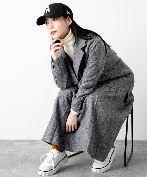 MILLION CARATS（ミリオンカラッツ）の「トレンド感溢れる配色ステッチが目を引く、立体感と上品さを兼ね備えたツイードプリーツスカート（スカート・レディース・ブラック/グレー/チャコールグレー・FREE）」の22枚目の写真