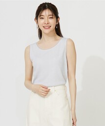 【洗える】チュールコンビラメ タンクトップ