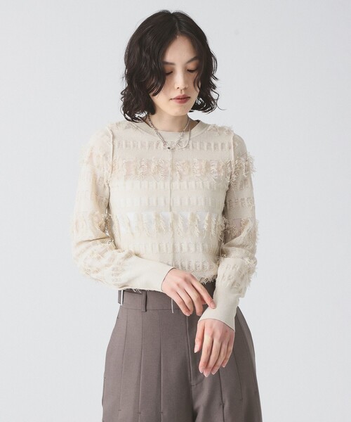 Ray BEAMS(レイビームス)の「RBS / フリンジ シアー クルーネック(ニット/セーター・レディース・グレー/ベージュ・ONE SIZE)」の7枚目の写真