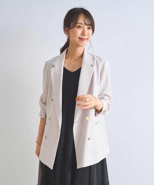 un dix cors（アンディコール）の「《オンオフ着回せる》金釦ヴィンテージツイルジャケット（テーラードジャケット・レディース・グレイッシュベージュ/ネイビー・FREE）」の7枚目の写真
