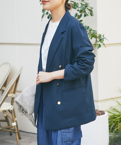 un dix cors（アンディコール）の「《オンオフ着回せる》金釦ヴィンテージツイルジャケット（テーラードジャケット・レディース・グレイッシュベージュ/ネイビー・FREE）」の19枚目の写真