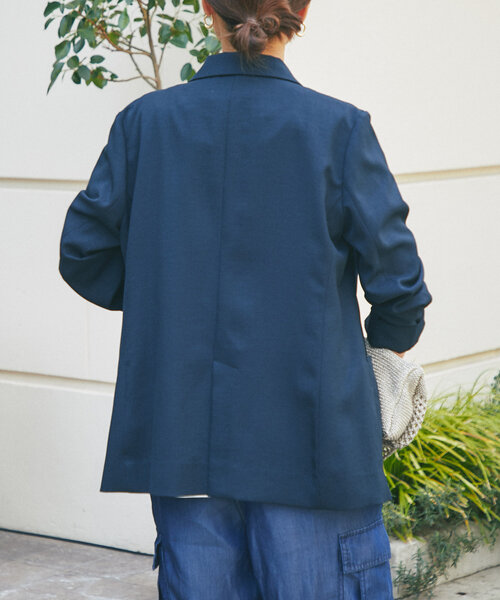 un dix cors（アンディコール）の「《オンオフ着回せる》金釦ヴィンテージツイルジャケット（テーラードジャケット・レディース・グレイッシュベージュ/ネイビー・FREE）」の20枚目の写真