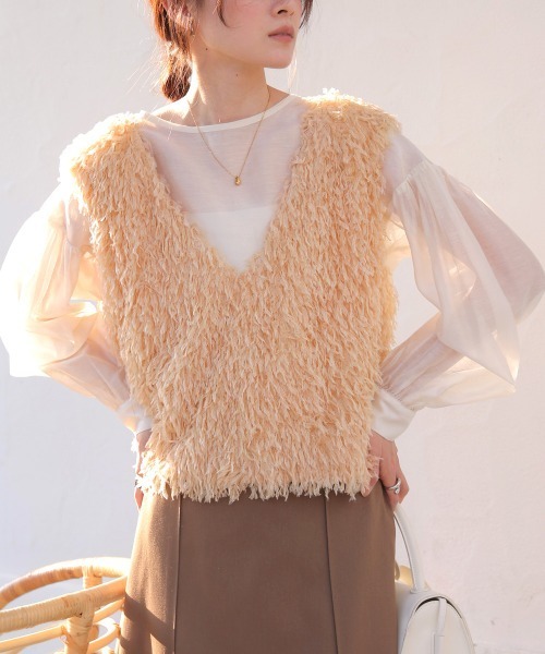 Bab(バブ)の「【選べるデザイン/前後2WAY】フリンジ2WAYベスト(ベスト・レディース・ブラック/ベージュ/ベージュ系その他/ブラック系その他/ホワイト系その他/アイボリー・FREE)」の5枚目の写真