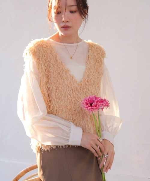 Bab(バブ)の「【選べるデザイン/前後2WAY】フリンジ2WAYベスト(ベスト・レディース・ブラック/ベージュ/ベージュ系その他/ブラック系その他/ホワイト系その他/アイボリー・FREE)」の10枚目の写真