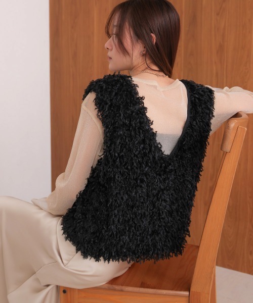 Bab(バブ)の「【選べるデザイン/前後2WAY】フリンジ2WAYベスト(ベスト・レディース・ブラック/ベージュ/ベージュ系その他/ブラック系その他/ホワイト系その他/アイボリー・FREE)」の22枚目の写真