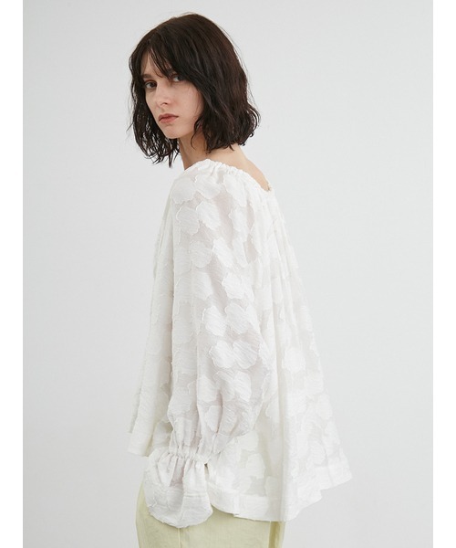 styling/(スタイリング)の「カットジャガード2WAYブラウス(シャツ/ブラウス・レディース・ブラック/ベージュ/ホワイト・FREE)」の7枚目の写真