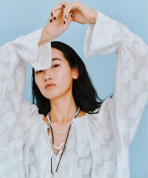 styling/(スタイリング)の「カットジャガード2WAYブラウス(シャツ/ブラウス・レディース・ブラック/ベージュ/ホワイト・FREE)」の20枚目の写真