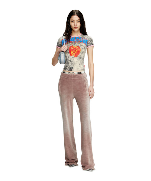 【関税込み】Diesel パープル T-Uncuties-Short-Q1 Tシャツ セール】ウィメンズ Tシャツ T-UNCUTIES-SHORT-Q1（Tシャツ