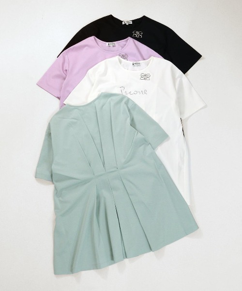 STUDIO PICONE(スタジオピッコーネ)の「バックプリーツUV冷感Tシャツ(Tシャツ/カットソー・レディース・ブラック/ライトグリーン/ホワイト/ライトパープル・M/L/LL)」の15枚目の写真