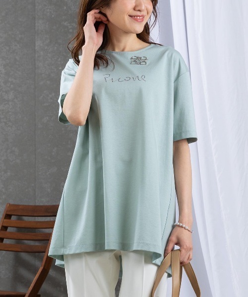 STUDIO PICONE(スタジオピッコーネ)の「バックプリーツUV冷感Tシャツ(Tシャツ/カットソー・レディース・ブラック/ライトグリーン/ホワイト/ライトパープル・M/L/LL)」の22枚目の写真