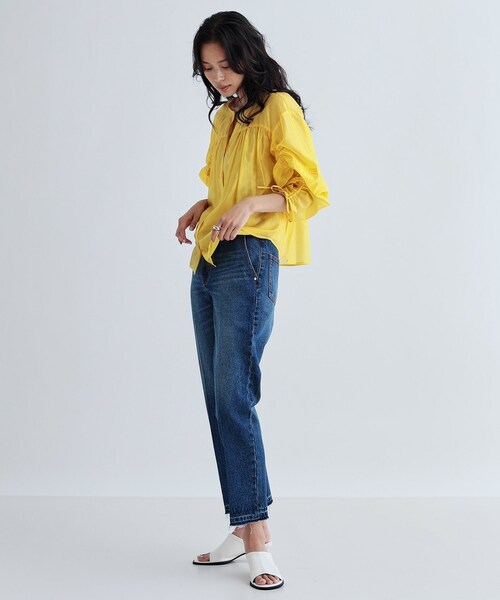 GALLEST(ギャレスト)の「袖シャーリングシアーローンブラウス(シャツ/ブラウス・レディース・グリーン系/イエロー系その他/ホワイト/チャコールグレー・38)」の13枚目の写真