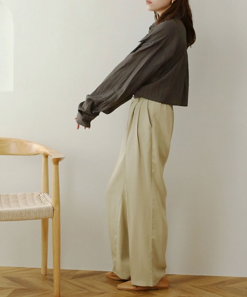 NOAHL（ノアル）の「【NOAHL】ショート丈シアーシャツ（シャツ/ブラウス・レディース・アイボリー/チャコール/ピンク・FREE）」の8枚目の写真