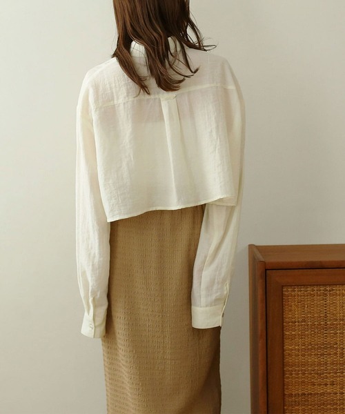 NOAHL（ノアル）の「【NOAHL】ショート丈シアーシャツ（シャツ/ブラウス・レディース・アイボリー/チャコール/ピンク・FREE）」の10枚目の写真