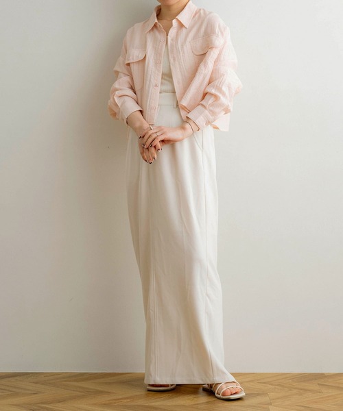 NOAHL（ノアル）の「【NOAHL】ショート丈シアーシャツ（シャツ/ブラウス・レディース・アイボリー/チャコール/ピンク・FREE）」の14枚目の写真