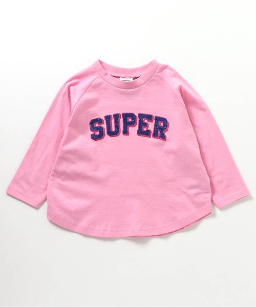 BREEZE(ブリーズ)の「6柄ラグランロンT(Tシャツ/カットソー・キッズ・チャコール/キナリ/ライム/レッド/オフホワイト/ピンク・90/100/110/120/80/130/140/150)」の1枚目の写真