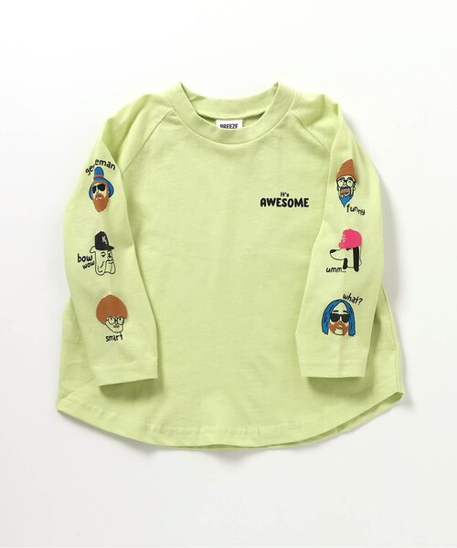BREEZE(ブリーズ)の「6柄ラグランロンT(Tシャツ/カットソー・キッズ・チャコール/キナリ/ライム/レッド/オフホワイト/ピンク・90/100/110/120/80/130/140/150)」の5枚目の写真