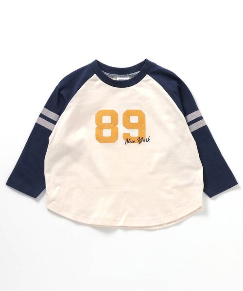 BREEZE(ブリーズ)の「6柄ラグランロンT(Tシャツ/カットソー・キッズ・チャコール/キナリ/ライム/レッド/オフホワイト/ピンク・90/100/110/120/80/130/140/150)」の3枚目の写真