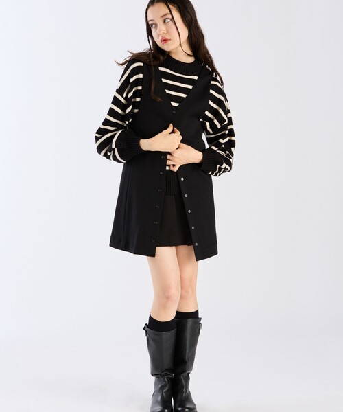 To b. by agnes b.(トゥービーバイアニエスベー)の「ポンチジャンパードレス(スカート・レディース・ブラック・40/36/38)」の3枚目の写真