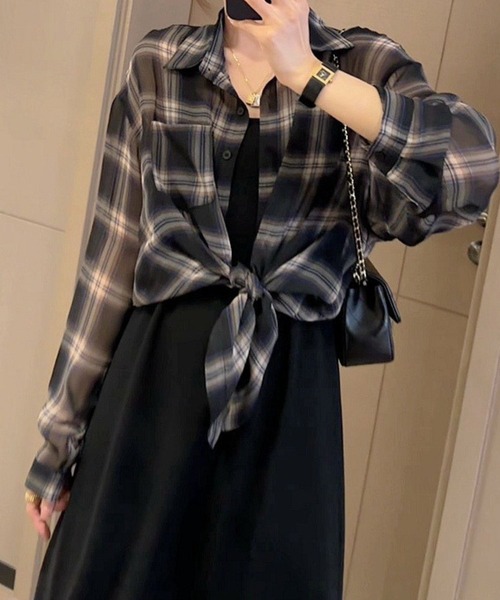 SPIGA(スピーガ)の「チェックブラウス(シャツ/ブラウス・レディース・ホワイト/ブラック/ネイビー/レッド/ピンク・FREE)」の7枚目の写真