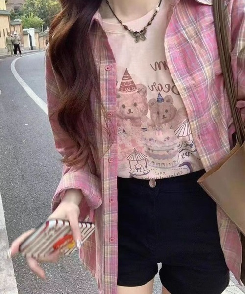 SPIGA(スピーガ)の「チェックブラウス(シャツ/ブラウス・レディース・ホワイト/ブラック/ネイビー/レッド/ピンク・FREE)」の6枚目の写真