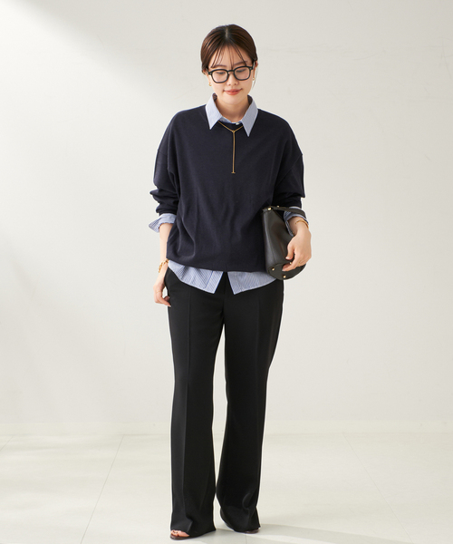 plage（プラージュ）の「Matte Satin Semi Flare パンツ（その他パンツ・レディース・ブラック/アイボリー・34/36/38）」の3枚目の写真