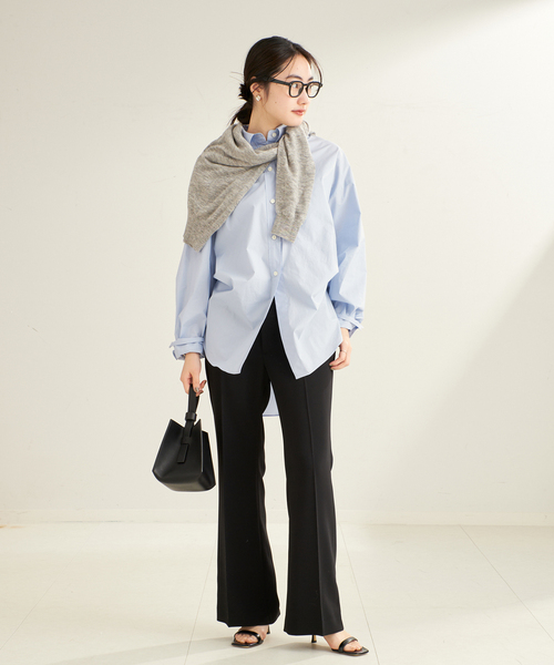 plage（プラージュ）の「Matte Satin Semi Flare パンツ（その他パンツ・レディース・ブラック/アイボリー・34/36/38）」の4枚目の写真