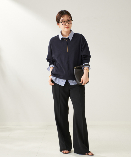 plage（プラージュ）の「Matte Satin Semi Flare パンツ（その他パンツ・レディース・ブラック/アイボリー・34/36/38）」の6枚目の写真