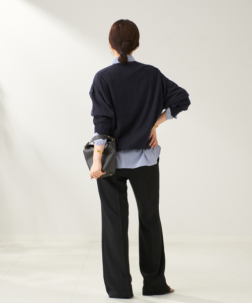 plage（プラージュ）の「Matte Satin Semi Flare パンツ（その他パンツ・レディース・ブラック/アイボリー・34/36/38）」の9枚目の写真