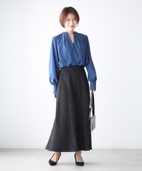 Ehre style(エーレスタイル)の「休日も仕事も華やぎ感プラス!ラメニットスカート(スカート・レディース・グレー系その他/ブラック系その他・FREE)」の11枚目の写真