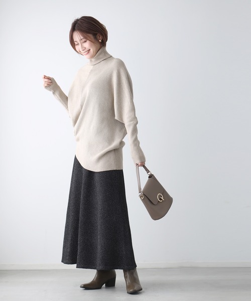 Ehre style(エーレスタイル)の「休日も仕事も華やぎ感プラス!ラメニットスカート(スカート・レディース・グレー系その他/ブラック系その他・FREE)」の8枚目の写真