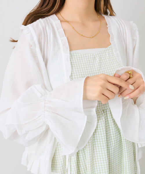 w closet（ダブルクローゼット）の「フリルショートブラウス（シャツ/ブラウス・レディース・オフホワイト/ピンク/ブラック・FREE）」の15枚目の写真