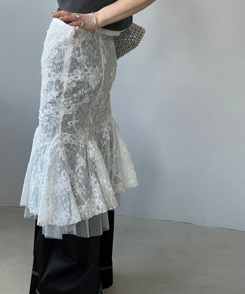 chuclla(チュクラ)の「【YOUYILIN】シアーレイヤードレース マーメイドスカート CHYOUW25s003(スカート・レディース・ホワイト・L/M/S)」の4枚目の写真