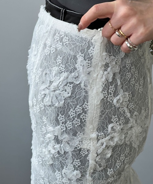 chuclla(チュクラ)の「【YOUYILIN】シアーレイヤードレース マーメイドスカート CHYOUW25s003(スカート・レディース・ホワイト・L/M/S)」の5枚目の写真