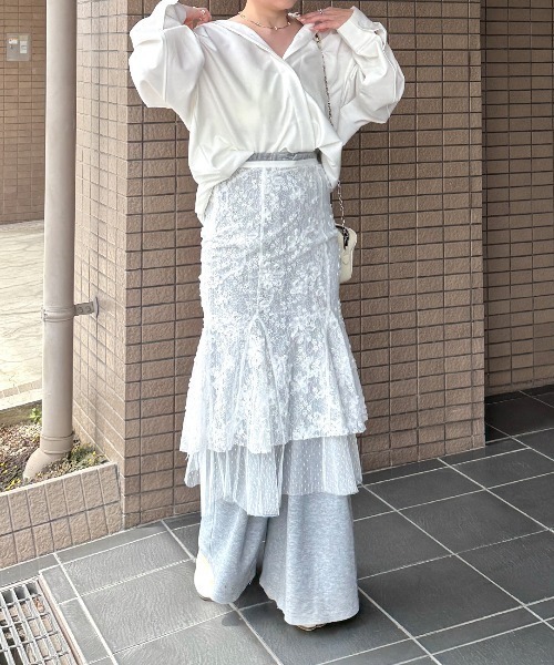 chuclla(チュクラ)の「【YOUYILIN】シアーレイヤードレース マーメイドスカート CHYOUW25s003(スカート・レディース・ホワイト・L/M/S)」の17枚目の写真