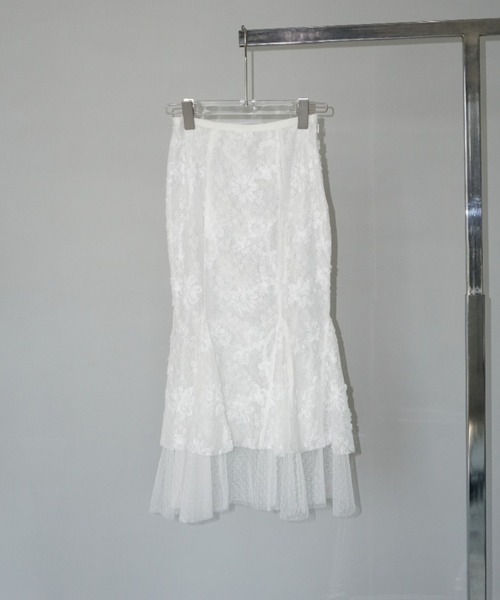 chuclla(チュクラ)の「【YOUYILIN】シアーレイヤードレース マーメイドスカート CHYOUW25s003(スカート・レディース・ホワイト・L/M/S)」の15枚目の写真