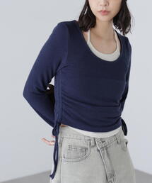 ◆ホルターネックレイヤードサイドドロストカットソー