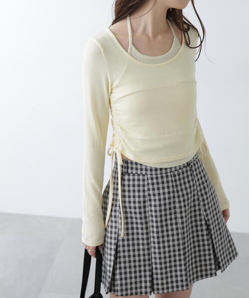 FREE'S MART（フリーズマート）の「◆ホルターネックレイヤードサイドドロストカットソー（Tシャツ/カットソー・レディース・ブラウン/イエロー/ベージュ/ネイビー/グレー・FREE）」の5枚目の写真