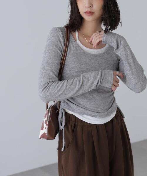 FREE'S MART（フリーズマート）の「◆ホルターネックレイヤードサイドドロストカットソー（Tシャツ/カットソー・レディース・ブラウン/イエロー/ベージュ/ネイビー/グレー・FREE）」の19枚目の写真