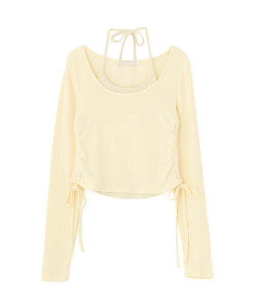 FREE'S MART（フリーズマート）の「◆ホルターネックレイヤードサイドドロストカットソー（Tシャツ/カットソー・レディース・ブラウン/イエロー/ベージュ/ネイビー/グレー・FREE）」の14枚目の写真