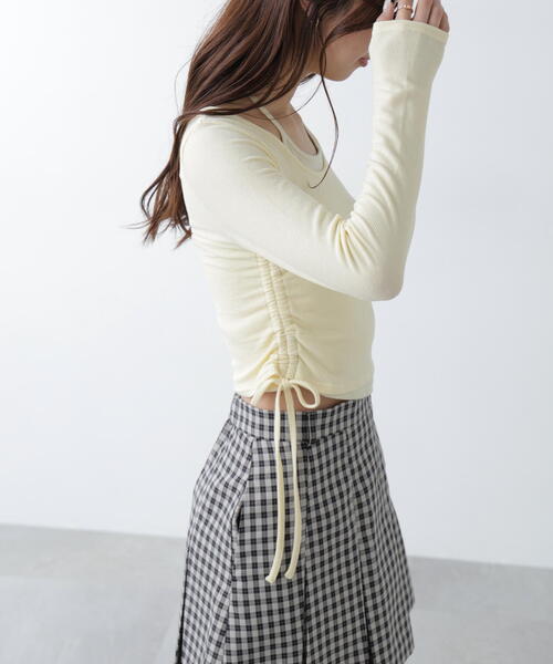 FREE'S MART（フリーズマート）の「◆ホルターネックレイヤードサイドドロストカットソー（Tシャツ/カットソー・レディース・ブラウン/イエロー/ベージュ/ネイビー/グレー・FREE）」の16枚目の写真