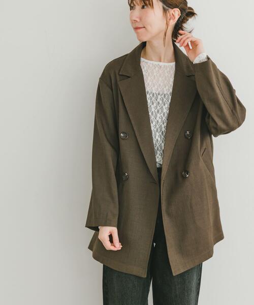 ITEMS URBANRESEARCH（アイテムズ アーバンリサーチ）の「リネンライクジャケット（その他アウター・レディース・ブラウン/ライトベージュ・FREE）」の2枚目の写真