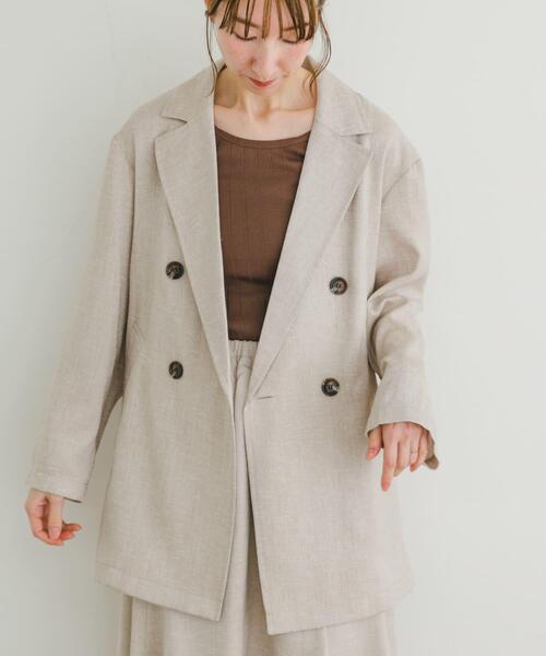 ITEMS URBANRESEARCH（アイテムズ アーバンリサーチ）の「リネンライクジャケット（その他アウター・レディース・ブラウン/ライトベージュ・FREE）」の3枚目の写真