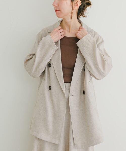 ITEMS URBANRESEARCH（アイテムズ アーバンリサーチ）の「リネンライクジャケット（その他アウター・レディース・ブラウン/ライトベージュ・FREE）」の4枚目の写真