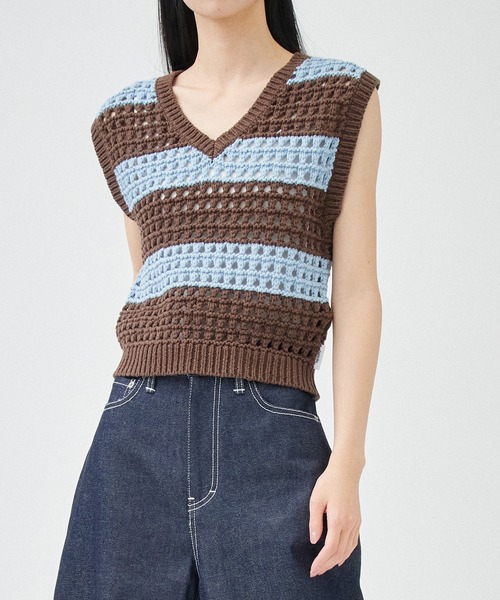 BASICKS/ベーシックス】Stripe Rugby Womens Knit/ストライプ
