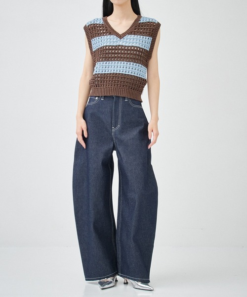ニット セーター 「BASICKS/ベーシックス」Stripe Rugby Womens Knit/ストライプラグビーニットベスト レディース BASICKS/ベーシックス】Stripe Rugby Womens Knit/ストライプ