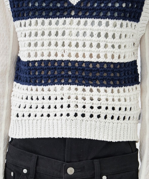 ニット セーター 「BASICKS/ベーシックス」Stripe Rugby Womens Knit/ストライプラグビーニットベスト レディース BASICKS/ベーシックス】Stripe Rugby Womens Knit/ストライプ