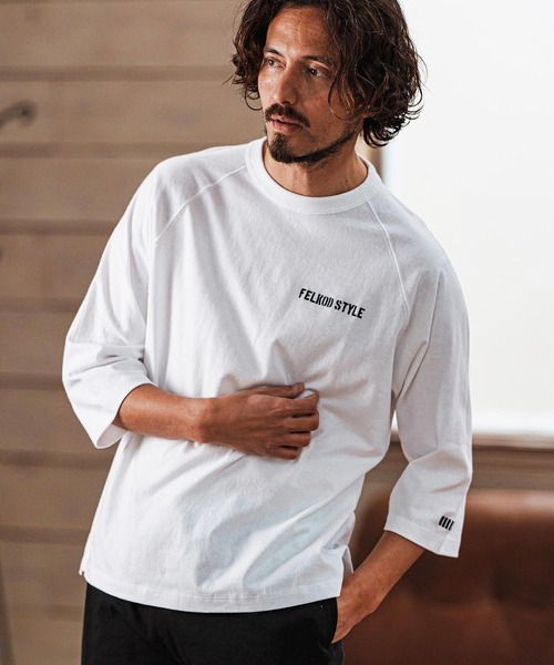 felkod(フィルコッド)の「mlt5092- Dry touch Relax Silhouette 3-4 Sleeve Embroidery Tee Tシャツ(Tシャツ/カットソー・メンズ・ホワイト×ピンク/ホワイト/ブラック・M/S/XL/L)」の2枚目の写真