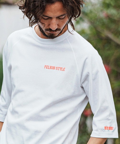 felkod(フィルコッド)の「mlt5092- Dry touch Relax Silhouette 3-4 Sleeve Embroidery Tee Tシャツ(Tシャツ/カットソー・メンズ・ホワイト×ピンク/ホワイト/ブラック・M/S/XL/L)」の7枚目の写真