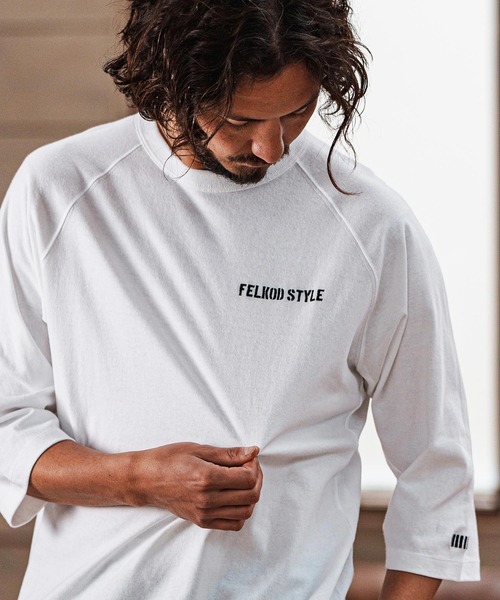 felkod(フィルコッド)の「mlt5092- Dry touch Relax Silhouette 3-4 Sleeve Embroidery Tee Tシャツ(Tシャツ/カットソー・メンズ・ホワイト×ピンク/ホワイト/ブラック・M/S/XL/L)」の18枚目の写真