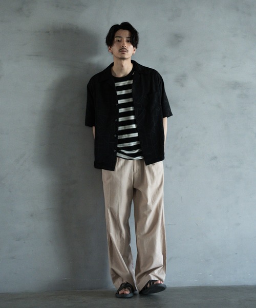 RATTLE TRAP（ラトルトラップ）の「幾何学柄プリント楊柳オープンカラーシャツ（シャツ/ブラウス・メンズ・ホワイト/サックスブルー/ブラック・M/L/LL）」の5枚目の写真